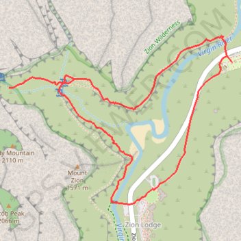 Emerald Pools Loop trail, distance, elevation, map, profile, GPS track