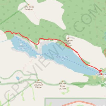 Upper Echo Lake and Lower Echo Lake trail, distance, elevation, map, profile, GPS track