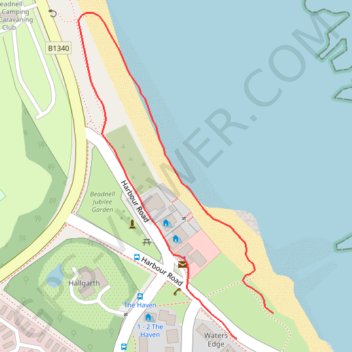 Beadnell beach trail, distance, elevation, map, profile, GPS track