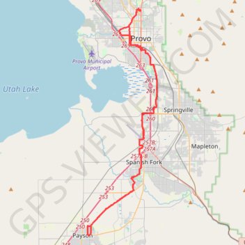 Bike ride to Payson and back trail, distance, elevation, map, profile, GPS track