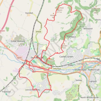Stroud-Haresfield trail, distance, elevation, map, profile, GPS track