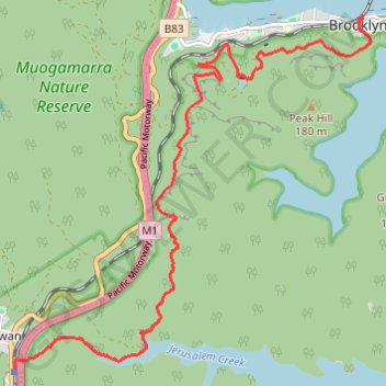 Ku-ring-gai Chase National Park trail, distance, elevation, map, profile, GPS track