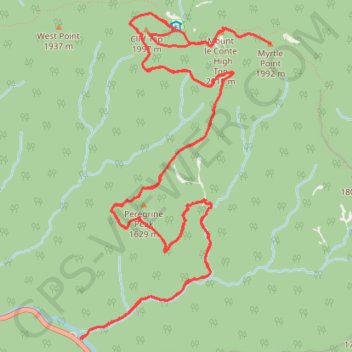 Myrtle Point, Mount LeConte and Cliff Top trail, distance, elevation, map, profile, GPS track