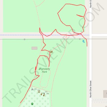 Dignowity Park and Lockwood Park trail, distance, elevation, map, profile, GPS track