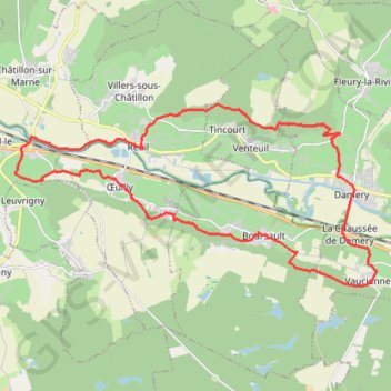 La Vallée de la Marne trail, distance, elevation, map, profile, GPS track