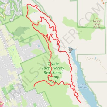 Coyote Lake - Harvey Bear Ranch County Park MTB Ride trail, distance, elevation, map, profile, GPS track