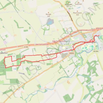 Running near Haddington trail, distance, elevation, map, profile, GPS track