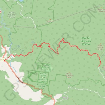 Blue Tier Regional Reserve trail, distance, elevation, map, profile, GPS track
