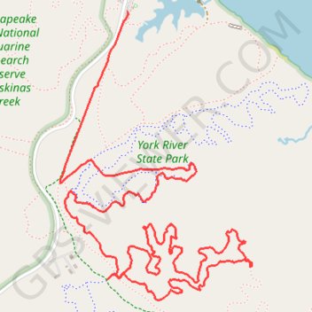 Another trace from York River State Park MTB trails trail, distance, elevation, map, profile, GPS track