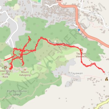 Mount Kalugong trail, distance, elevation, map, profile, GPS track