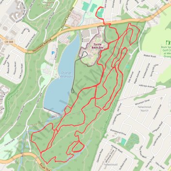 Turtle Back Trail and Zoo Loop in South Mountain Reservation trail, distance, elevation, map, profile, GPS track