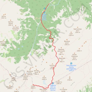 Триглав trail, distance, elevation, map, profile, GPS track