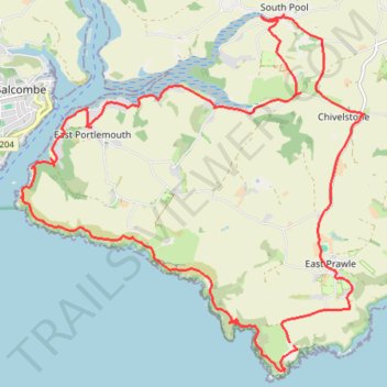 East Prawle trail, distance, elevation, map, profile, GPS track