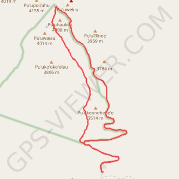 Mauna Kea (Hawaii) trail, distance, elevation, map, profile, GPS track