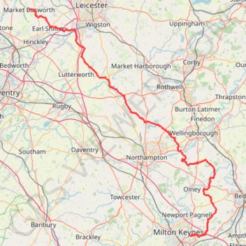 The Jo Cox Way 2022 Day 3 Market Bosworth to Milton Keynes trail, distance, elevation, map, profile, GPS track