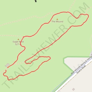 The Mound and Eagle Rock loop hike in Blue Mounds State Park trail, distance, elevation, map, profile, GPS track