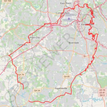 Morrow, Forest Park, Atlanta, Fairburn trail, distance, elevation, map, profile, GPS track