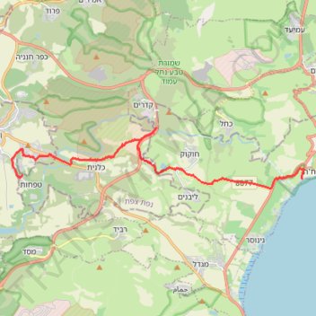 Cycling from Tefahot to the Kineret trail, distance, elevation, map, profile, GPS track