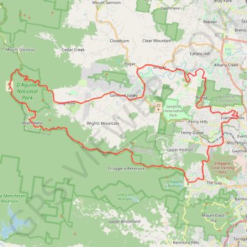 Mount Nebo - Samford - Eatons Hill trail, distance, elevation, map, profile, GPS track