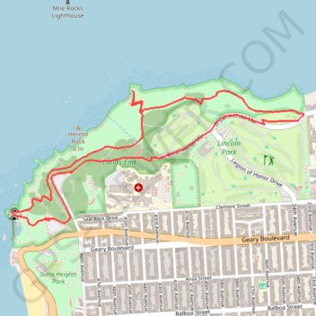 Lands End Loop trail, distance, elevation, map, profile, GPS track