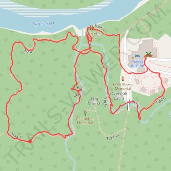 Turkey Run loop hike trail, distance, elevation, map, profile, GPS track