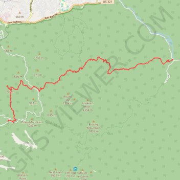 Grapeyard Ridge Trail to Baskins Creek Falls trail, distance, elevation, map, profile, GPS track