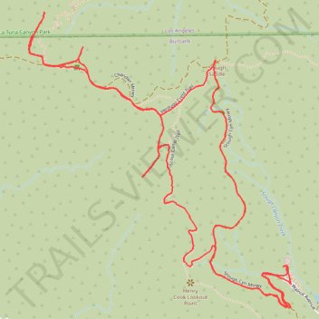 Central Verdugo Ridge trail, distance, elevation, map, profile, GPS track
