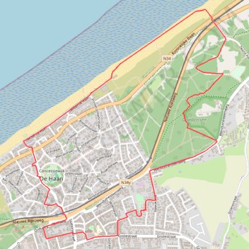 De Haan - Duinbossen trail, distance, elevation, map, profile, GPS track