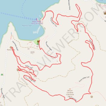 Mount Caroline Livermore loop hike via Sunset Trail and North Ridge Trail on Angel Island trail, distance, elevation, map, profile, GPS track