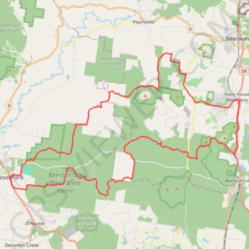 Beerburrum - Woodford - Glass House Moutains trail, distance, elevation, map, profile, GPS track