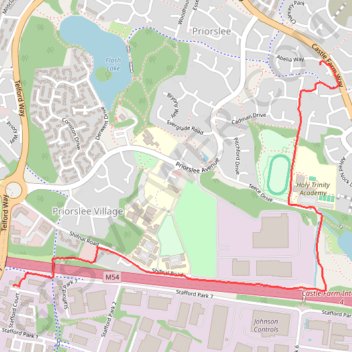 Pathway in Priorslee trail, distance, elevation, map, profile, GPS track