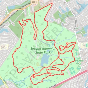 Sesquicentennial State Park Loop trail, distance, elevation, map, profile, GPS track