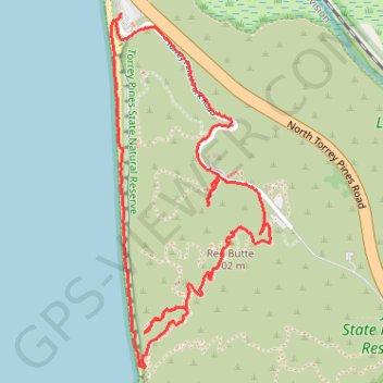 Torrey Pines Beach and Overlooks Loop trail, distance, elevation, map, profile, GPS track