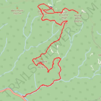 Mount LeConte and Myrtle Point trail, distance, elevation, map, profile, GPS track
