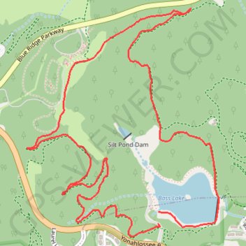 Bass Lake Loop in Blue Ridge Parkway trail, distance, elevation, map, profile, GPS track