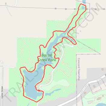 Loop walk in Bacon Creek Park trail, distance, elevation, map, profile, GPS track