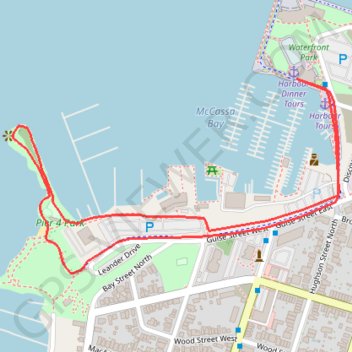 Pier 4 Park trail, distance, elevation, map, profile, GPS track