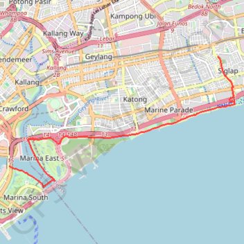 Singapore East Coast Park trail, distance, elevation, map, profile, GPS track
