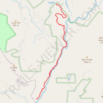 Chattooga River Trail beginning from the parking area off Whiteside Cove Road trail, distance, elevation, map, profile, GPS track