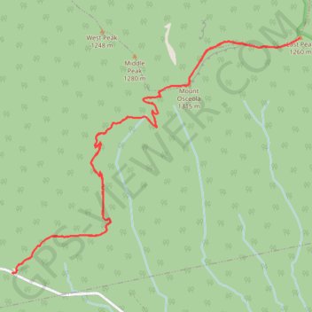 Mount Osceola and East Peak in White Mountain National Forest trail, distance, elevation, map, profile, GPS track