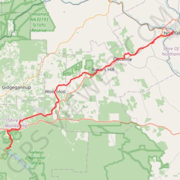 Kep Track - Northam trail, distance, elevation, map, profile, GPS track