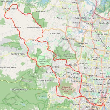 Brisbane - Samford Conservation Park trail, distance, elevation, map, profile, GPS track