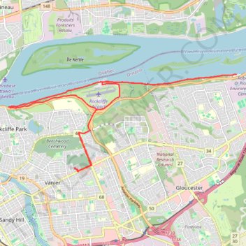 Ottawa River Pathway trail, distance, elevation, map, profile, GPS track