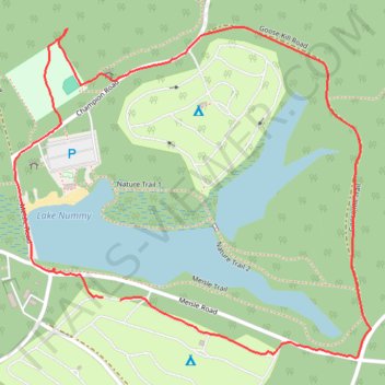 Lake Nummy Loop - Belleplain State Forest trail, distance, elevation, map, profile, GPS track
