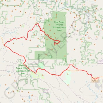 North Georgia roads and trails to Springer Mountain via Benton MacKaye Trail in the Blue Ridge Wildlife Management Area trail, distance, elevation, map, profile, GPS track