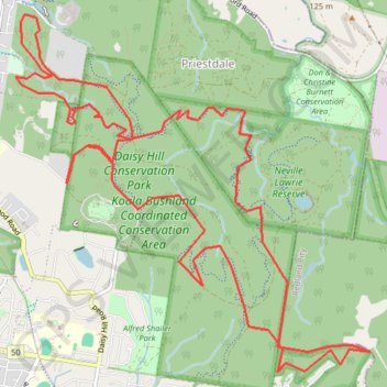 Daisy Hill Conservation Park trail, distance, elevation, map, profile, GPS track