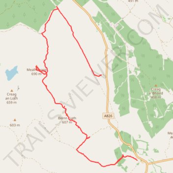 Meall Dearg explore trail, distance, elevation, map, profile, GPS track