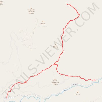 Quartz Creek, French Creek, and Quartz Creek Butte Hike trail, distance, elevation, map, profile, GPS track
