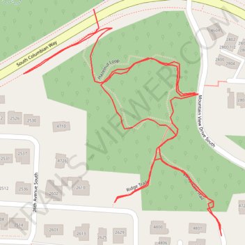 Cheasty Greenspace trails and links south of Columbian Way trail, distance, elevation, map, profile, GPS track