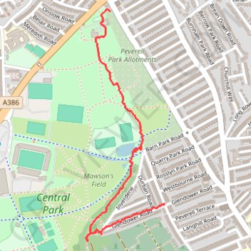Central Park trail, distance, elevation, map, profile, GPS track
